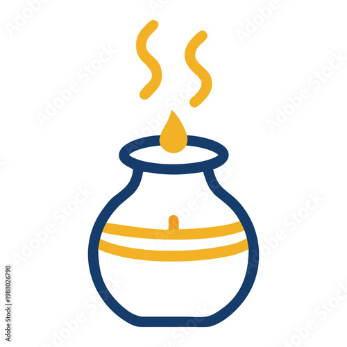 Traditional aroma lamp oil burner with steam icons for aromatherapy relaxation home fragrance meditation and holistic healing practices.