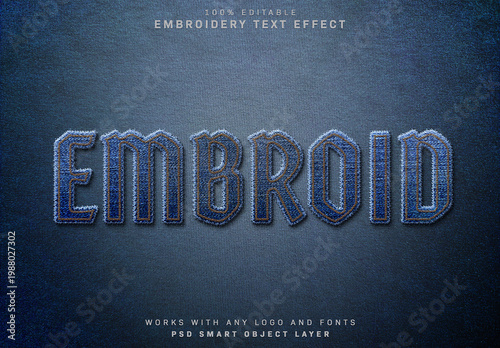 Denim Embroidery Text Effect Mockup