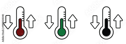 A graphic illustration of thermometers with arrows indicating temperature changes