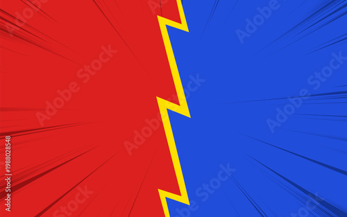 Flat background versus comic style. Vector illustration.