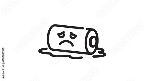 Angry Toilet Paper Character Vector Illustration with Grumpy Sad Face for Humorous Concepts