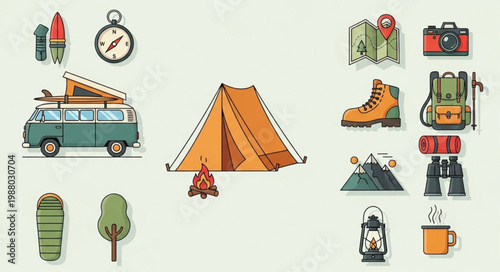 Camping and Outdoor Adventure Gear Collection.