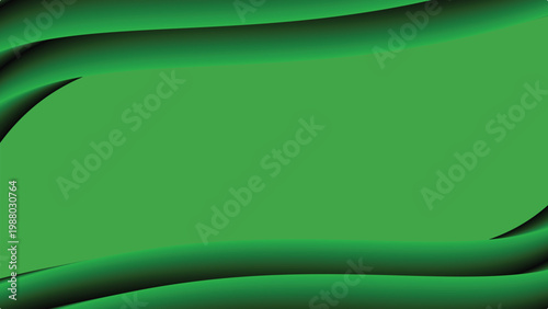Abstract green layered background with smooth curved shapes and dark gradient edges creating modern digital design depth