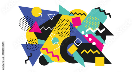 Retro Abstract Geometric Shapes Memphis Style Pattern Background