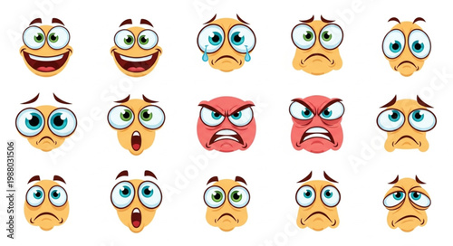 Collection of various emoticon faces.