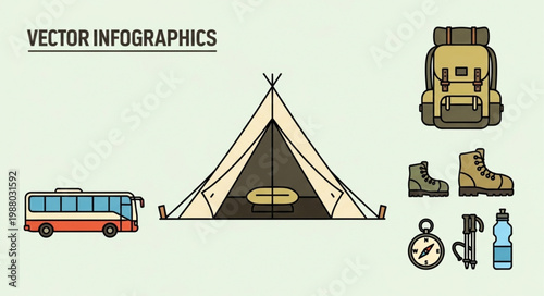 Camping and travel vector infographics elements.