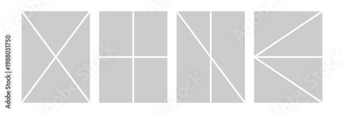 Set of comic 4 frame photo collage layout