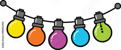 Colorful string lights garland for holiday celebration and decoration