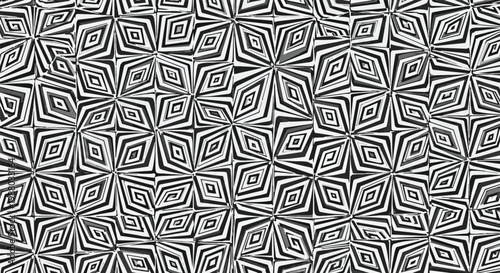Abstract Geometric Pattern, Black and White Optical Illusion, Repeating Shapes, Retro Design