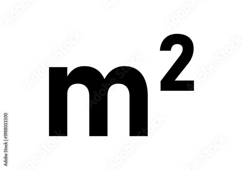 Símbolo de unidad de medida de metro cuadrado en color negro
