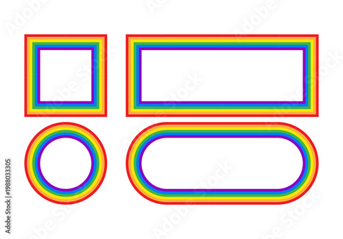 Colección de marcos geométricos con bordes de arcoíris lgbtq 