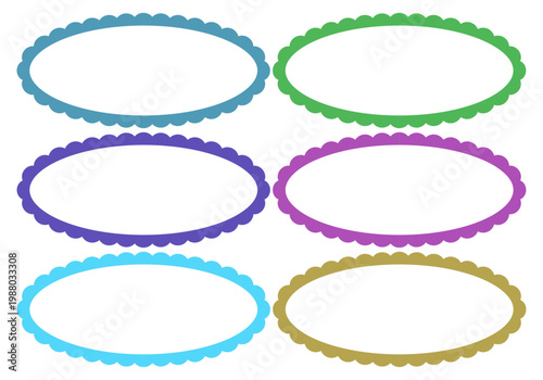 Colección de marcos ovalados con bordes festoneados en varios colores