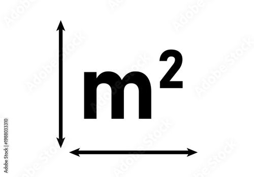 Símbolo de metro cuadrado con flechas indicadoras de medida