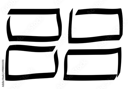 Colección de cuatro marcos rectangulares dibujados con trazos negros