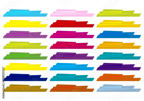 Colección de banners horizontales con trazos geométricos en diferentes colores vibrantes