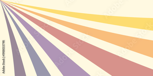 Abstract colorful 70s background vector. Vintage retro wallpaper with rainbow stripes and wavy lines. A 1970 color illustration suitable for posters, banners, decorative items and wall art.