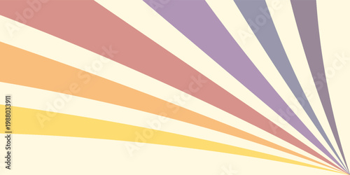 Abstract colorful 70s background vector. Vintage retro wallpaper with rainbow stripes and wavy lines. A 1970 color illustration suitable for posters, banners, decorative items and wall art.