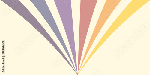 Abstract colorful 70s background vector. Vintage retro wallpaper with rainbow stripes and wavy lines. A 1970 color illustration suitable for posters, banners, decorative items and wall art.