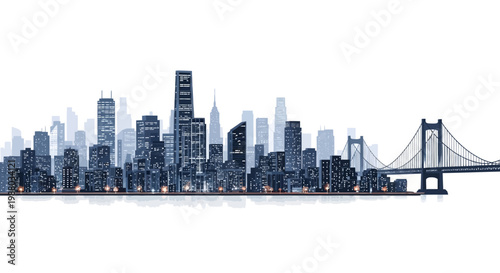 Panoramic cityscape illustration depicting Earth Hour and sustainability with a dark city aesthetic, showcasing a blackout silhouette against a clean white background, conveying a sense