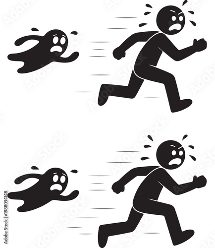 Panic Running Stick Figures for Stress Anxiety Urgency and Mental Health Concept