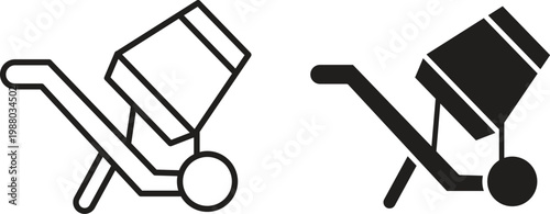 Cement mixer icon collection. Minimal icon and symbol