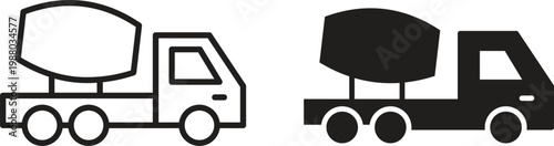 Cement truck icon collection. Minimal icon and symbol