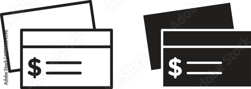 Cheque icon collection. Minimal icon and symbol