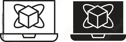 Computer simulation icon collection. Minimal icon and symbol