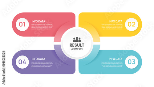 Business infographic template for presentation. Timeline element with 4 circle label options. Vector illustration layout.