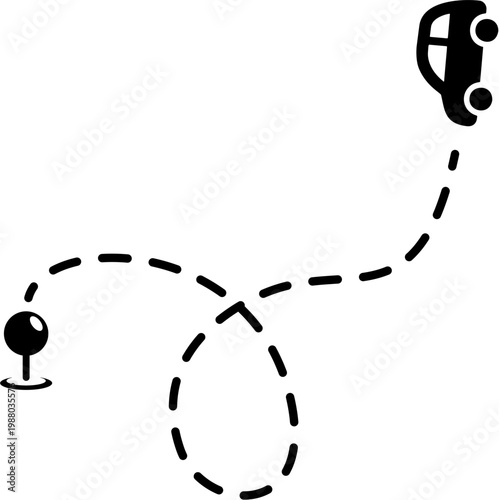 Car drives on road path