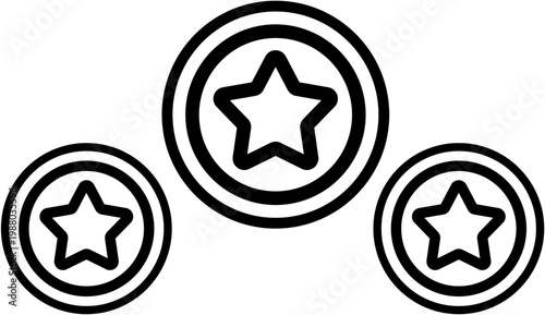 Three star icons in circles