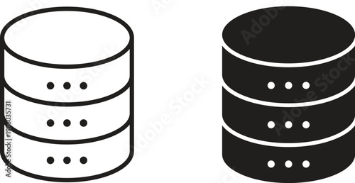 Cylinder database icon collection. Minimal icon and symbol
