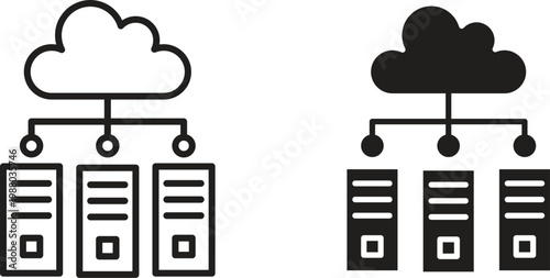 Data center icon collection. Minimal icon and symbol