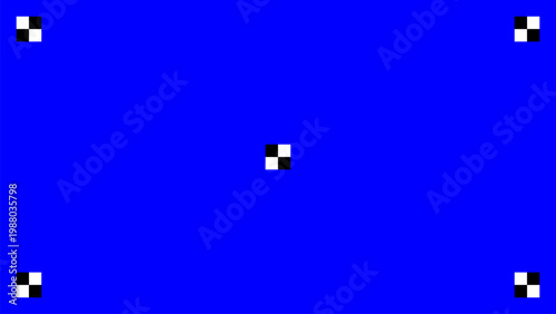 Blue chroma key screen with tracking points for video compositing and keying effects