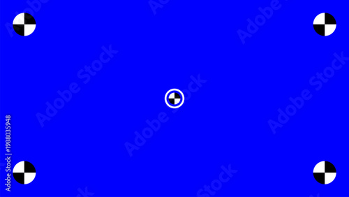 Blue screen for chroma key with tracking points for video production application