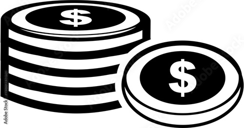 Coins stacked with dollar sign