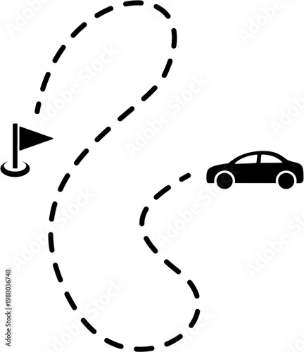 Car drives around flag on course