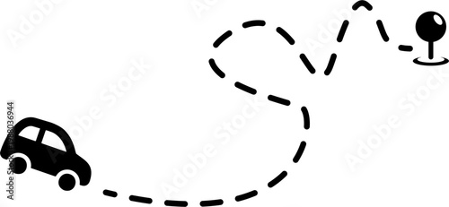 Car drives on winding road path