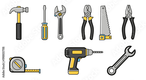 Assorted Hand Tools Collection for Repair and Construction Projects