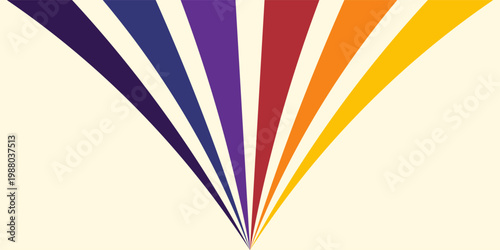 Abstract colorful 70s background vector. Vintage retro wallpaper with rainbow stripes and wavy lines. A 1970 color illustration suitable for posters, banners, decorative items and wall art.