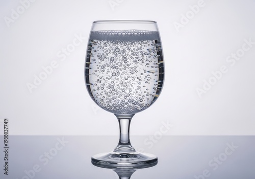 A glass of sparkling water on a table