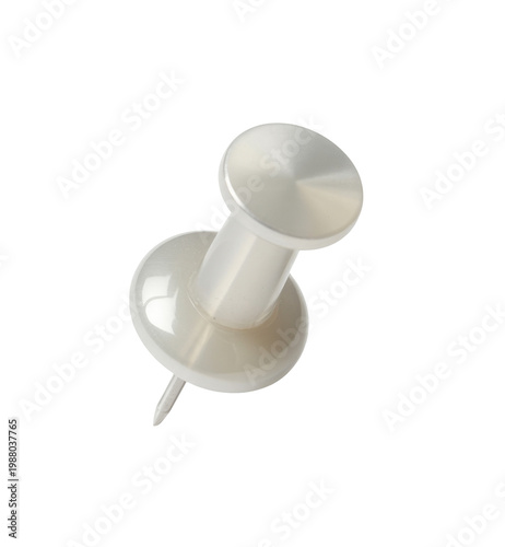 Silver Pushpin on White Background