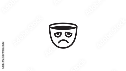 Angry Coffee Cup Icon Frustrated Mug Character Vector for Stress and Morning Mood Concepts
