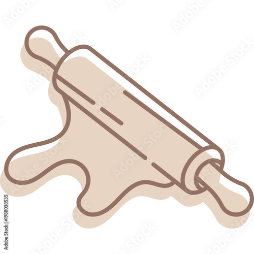 Minimalist Rolling Pin and Dough Illustration for Baking