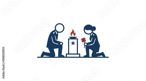 Memorial Day Military Personnel Paying Respects at a Monument