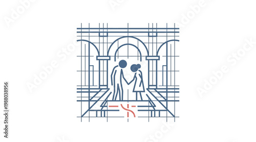 Couple Holding Hands Underneath an Archway