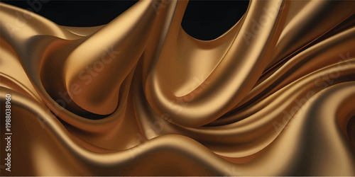 Gold silk silky satin fabric elegant extravagant luxury wavy shiny luxurious shine drapery background wallpaper seamless abstract showcase backdrop artistic design presentation material texture