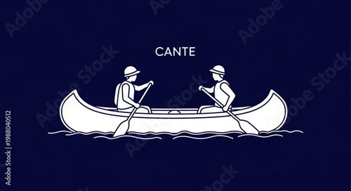 Two people paddling a canoe on the water.