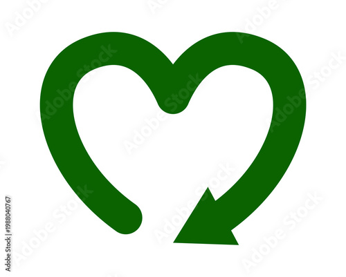 Eco-Friendly Heart Shaped Recycle Icon with Arrows Representing Love for the Environment and Sustainable Living Vector Illustration