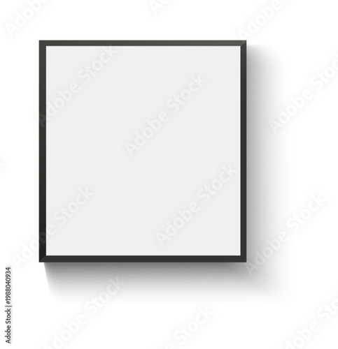 Realistic black picture frame mockup with clean border, isolated blank photo frame for home decoration, photography presentation, gallery walls, interior design, and branding showcases. Vector